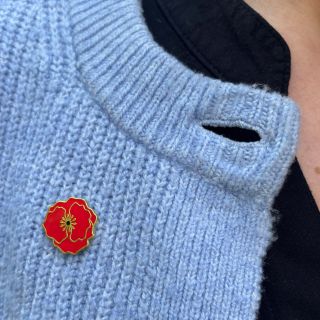 Z vlčího máku jsem si ráda dělala panenky, a tak, když jsem vymýšlela nový květinový odznáček, nemohla jsem jej opomenout....